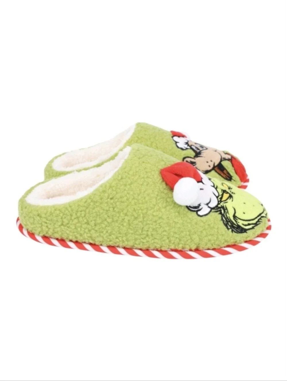 Dr. Seuss Boys Grinch Holiday Slippers w/ Characters in Front, Size: 13-1 Youth.
